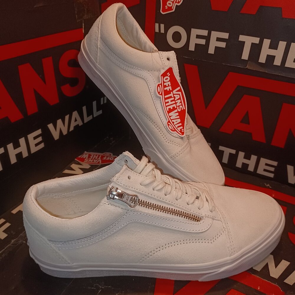 Vans Men's 7.5/Women's 9 Suede Old Skool Zipper Marshmallow/Blanc VN0A3493A4G